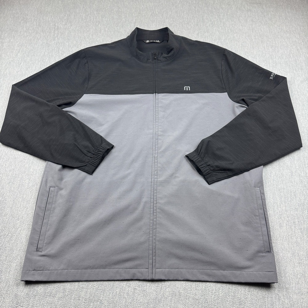 Travis Mathew Jacket Mens 2XL XXL Black Gray‎ Gate Change Full Zip Windbreaker